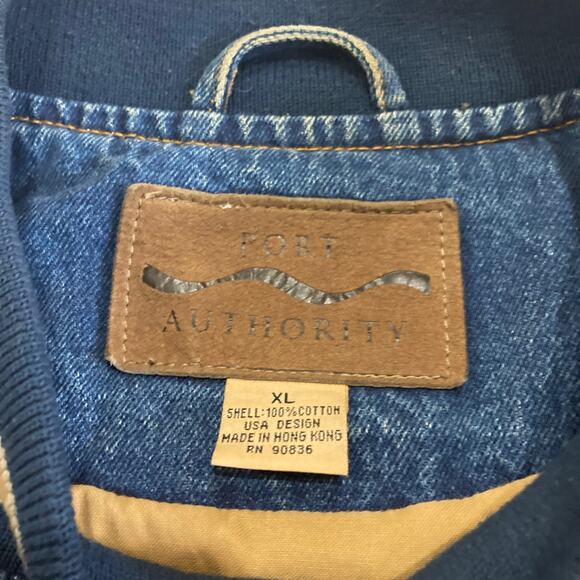 Vintage 90s Port Authority Denim Canvas Bomber Varsity Jacket Men's XL - Picture 6 of 11